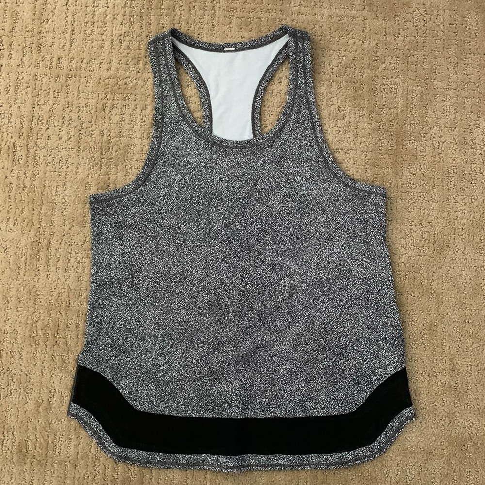 LULULEMON Black White Speckled Racerback - SIZE 4